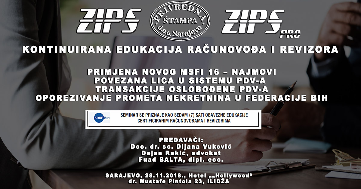 SEMINAR: "PRIMJENA NOVOG MSFI 16 – NAJMOVI" "POVEZANA LICA U SISTEMU ...